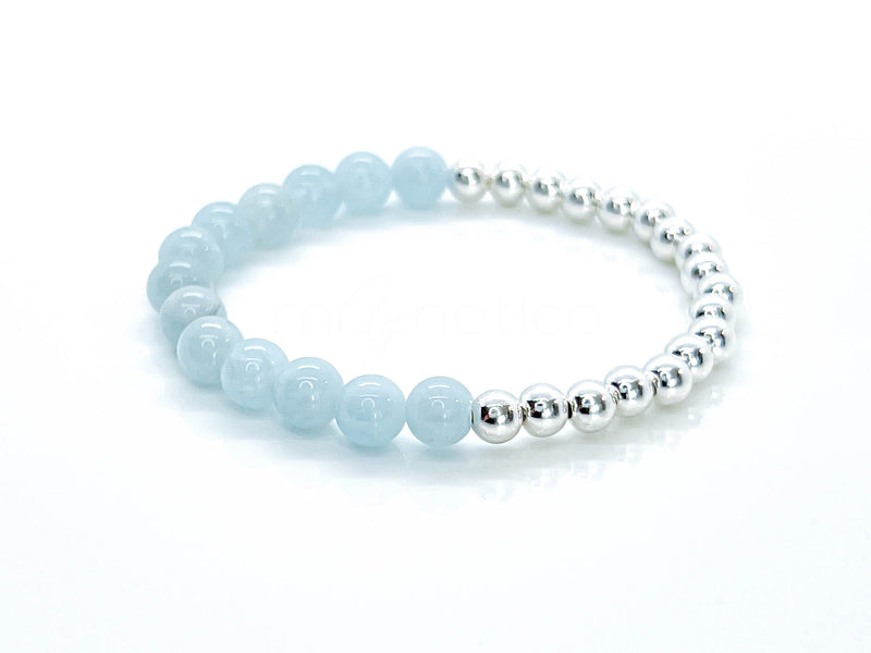 "Half-and-Half" Aquamarine + Silver Bracelet