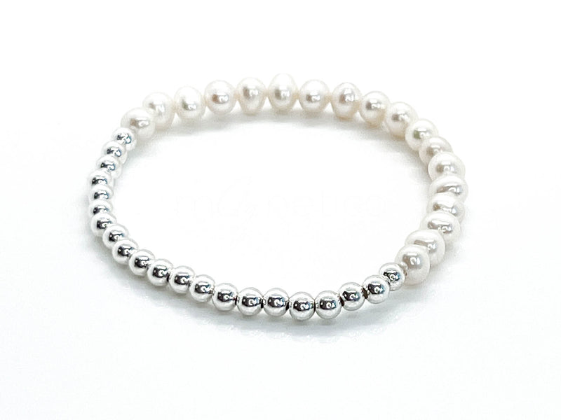 Freshwater Pearl & 925 Silver "Half-and-Half" Bracelet 1
