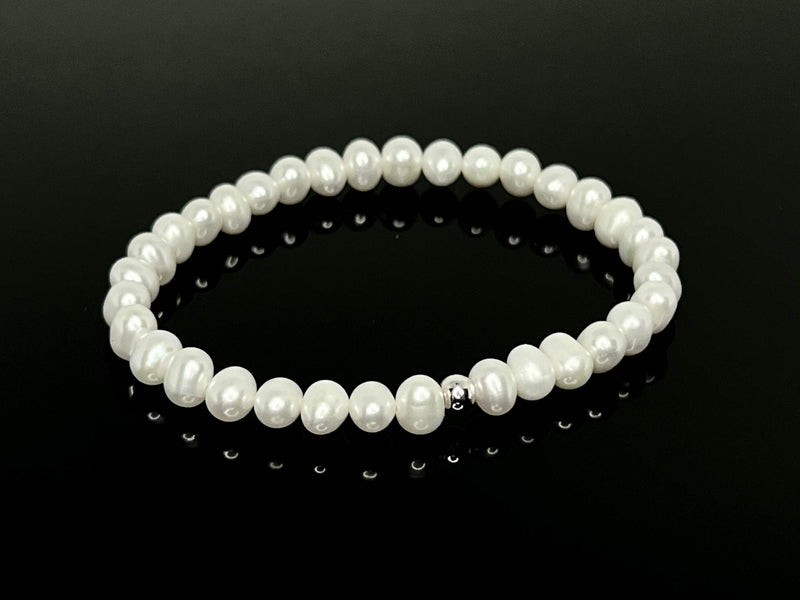 Freshwater Pearls & 925 Silver "Classic" Bead Bracelets 2