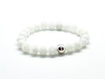 10mm Hetian White Jade and 925 Sterling Silver Bracelet