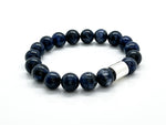 12mm Sodalite with 925 Sterling Silver Cylinder Charm Bracelet