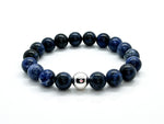 12mm Sodalite with 925 Sterling Silver Bracelet front