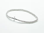 925 Silver 4mm beads CROSS bracelet -XXL size