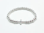 925 Silver 5mm beads CROSS bracelet 