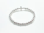 925 Silver 5mm beaded CROSS bracelet - S - 6" wrist size