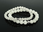 6mm and 8mm Hetian White Jade and 925 Silver Bracelets