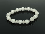 6mm and 8mm Hetian White Jade and 925 Silver Bracelet