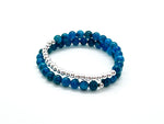 "Half-&-Half"  Blue Apatite Silver Bracelet