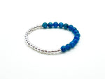 "Half-&-Half"  Blue Apatite Silver Bracelet