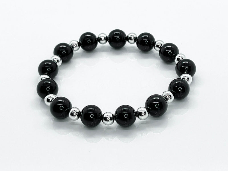 Personalized Matte Black Onyx Beaded Bracelet