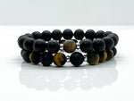 Yellow Tiger's Eye + Black Onyx Bracelet Stack