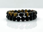 Yellow Tiger's Eye + Black Onyx Bracelet Stack