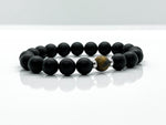 Yellow Tiger's Eye + Black Onyx Bracelet Stack