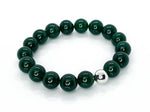 Natural Green Onyx 12mm & 925 Sterling  Silver Beaded Bracelet