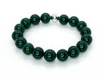 12mm Dark Green Onyx & Sterling  Silver Beaded Bracelet