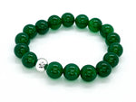 12mm Green Onyx & 925Sterling  Silver Beaded Bracelet