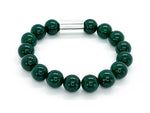 12mm Green Onyx & Sterling Silver Beaded Bracelet