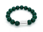 12mm Dark Green Onyx & 925 Sterling Silver Beaded Bracelet