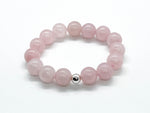 12mm Rose Quartz & Silver Bracelet