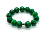 14mm Green Lace Jade & 925 Silver Bracelet 1