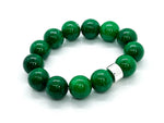 14mm Green Lace Jade & 925 Silver Bracelet 2