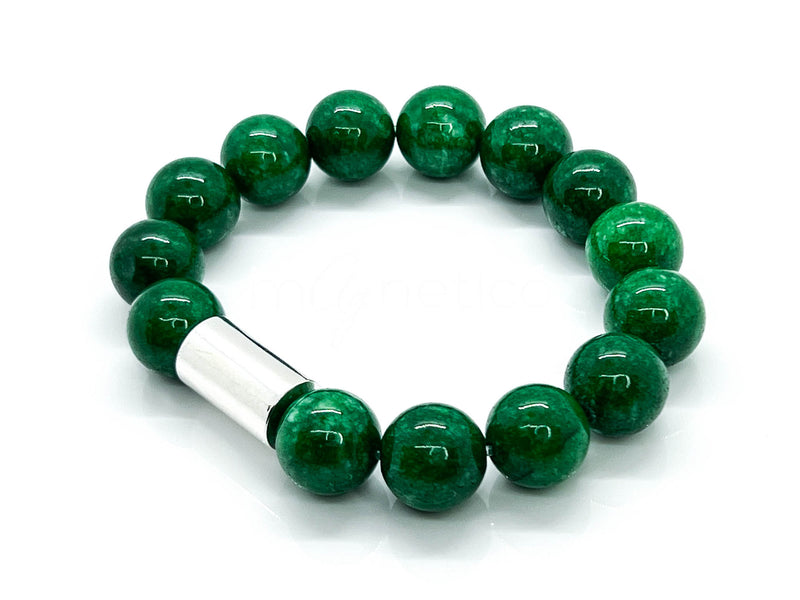 14mm Green Lace Jade & 925 Silver Bracelet 5