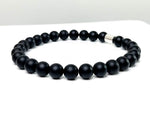 14mm Matte Black Onyx + 925 Silver oversized "Minimalist" beaded choker necklace