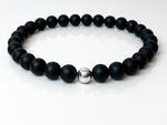 14mm Matte Black Onyx + 925 Silver oversized beaded choker necklace 3