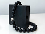 14mm Matte Black Onyx + 925 Silver oversized beaded choker necklace 2