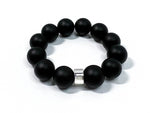 THE BEAST Black Onyx + 925 Silver oversized "Minimalist" beaded bracelet 2