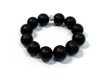 THE BEAST Black Onyx + 925 Silver oversized "Minimalist" beaded bracelet 3