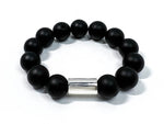 THE BEAST Black Onyx + 925 Silver oversized "Minimalist" beaded bracelet 4