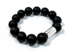 THE BEAST Black Onyx + 925 Silver oversized "Minimalist" beaded bracelet