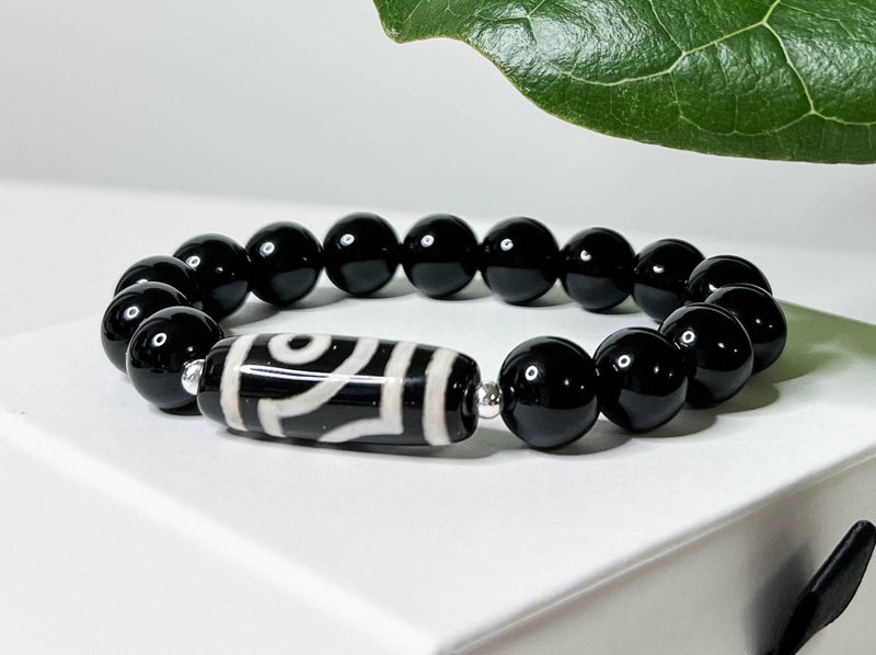 2-EYED DZI Black Onyx Bracelet