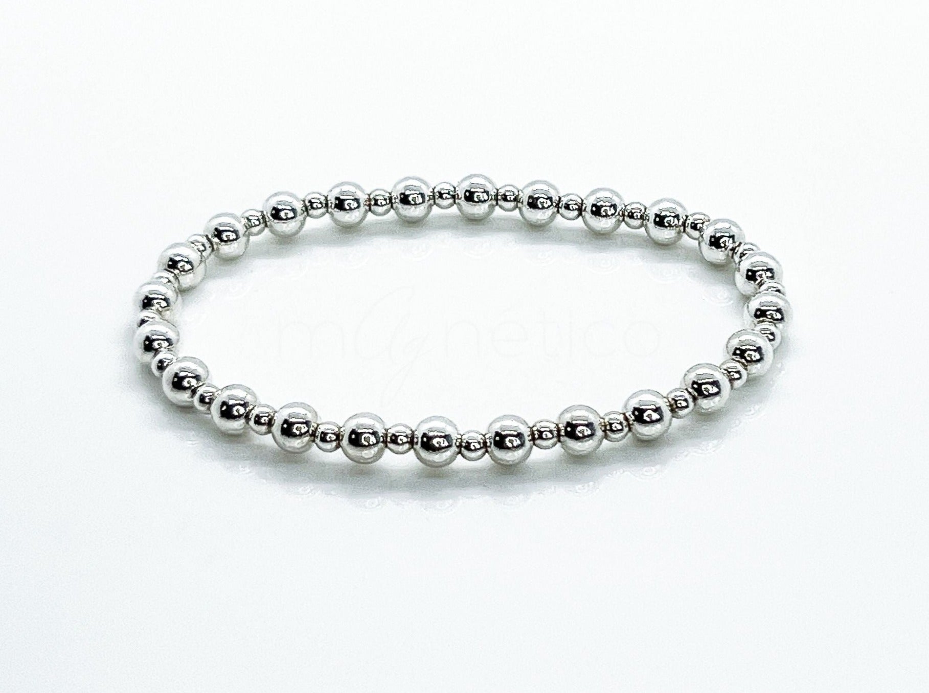 8mm Sterling Silver Beaded Bracelet