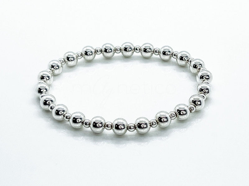 3mm + 6mm Sterling Silver Beaded Bracelet