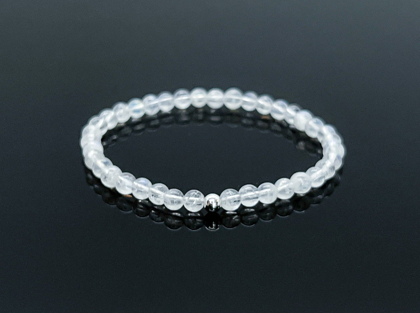 Blue Moonstone & 925 Silver Bracelet - Crown Chakra Healing