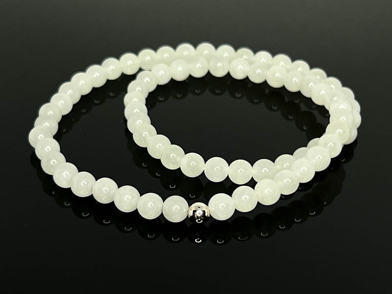 6mm Hetian White Jade Necklace