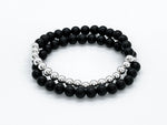 "Half-and-Half" Black Onyx & 925 Silver Bracelet