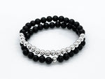 "Half-and-Half" Black Onyx & 925 Silver Bracelet