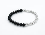 "Half-and-Half" Black Onyx & 925 Silver Bracelet