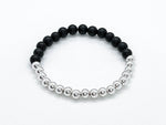 "Half-and-Half" Black Onyx & 925 Silver Bracelet