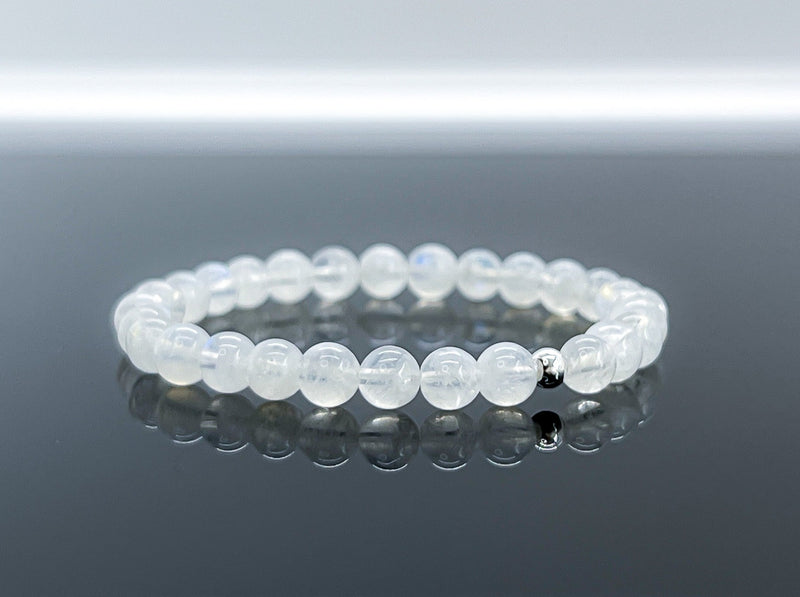 6mm Blue Moonstone & 925 Silver Bracelet - Crown Chakra Healing Crystal Bracelets 3