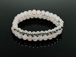 Rose Quartz & 925 Silver "Half-and-Half" Bracelet 1