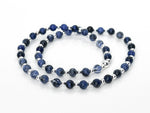 6mm Sodalite and Sterling Silver Stretchy Beaded Necklace