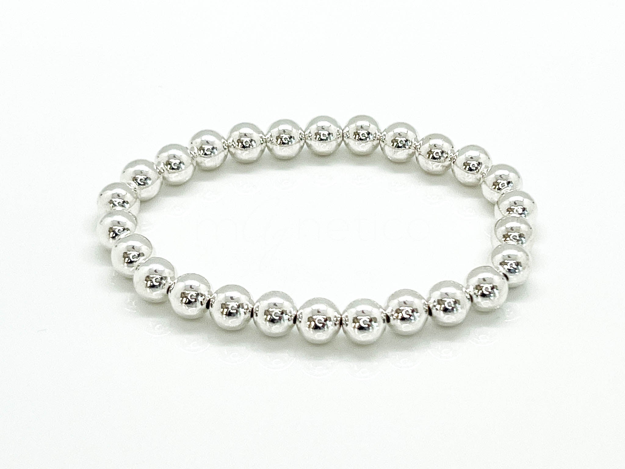 Rose Quartz White Tiger Eye Stretch Bead Bracelet 8 mm Sterling Silver  Beads