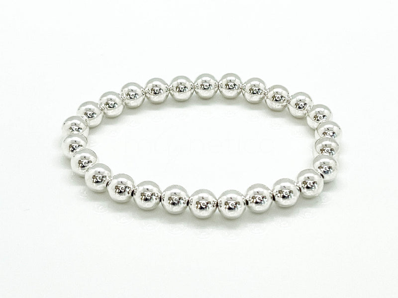 8mm + 10mm Sterling Silver Bead Bracelets