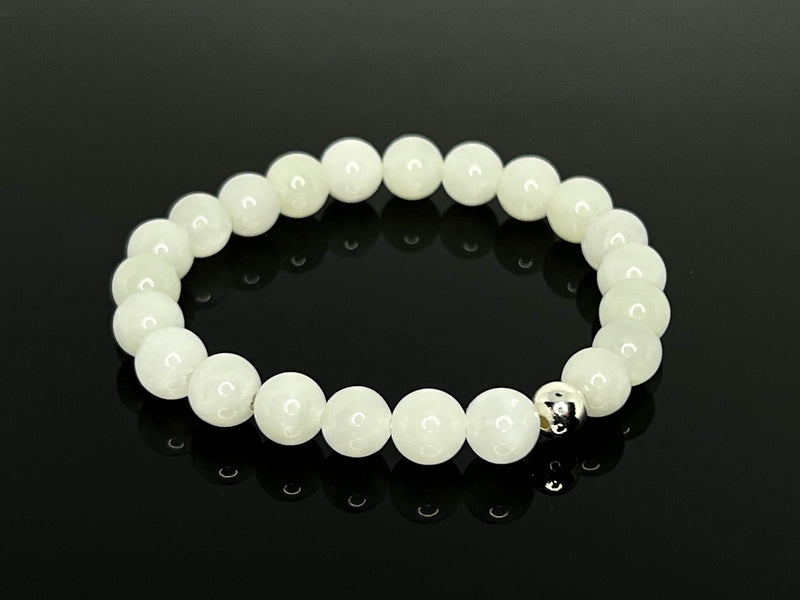 8mm Hetian White Jade Bracelet