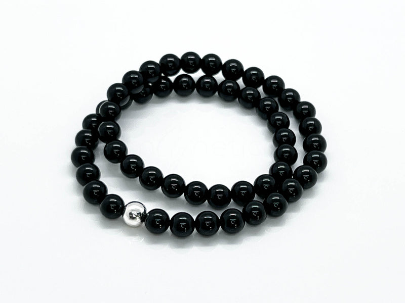 7-8mm Black Onyx "Minimalist" beaded necklace