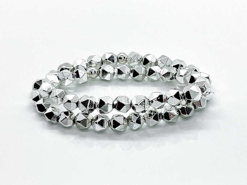 8mm Silver Hematite Bracelet